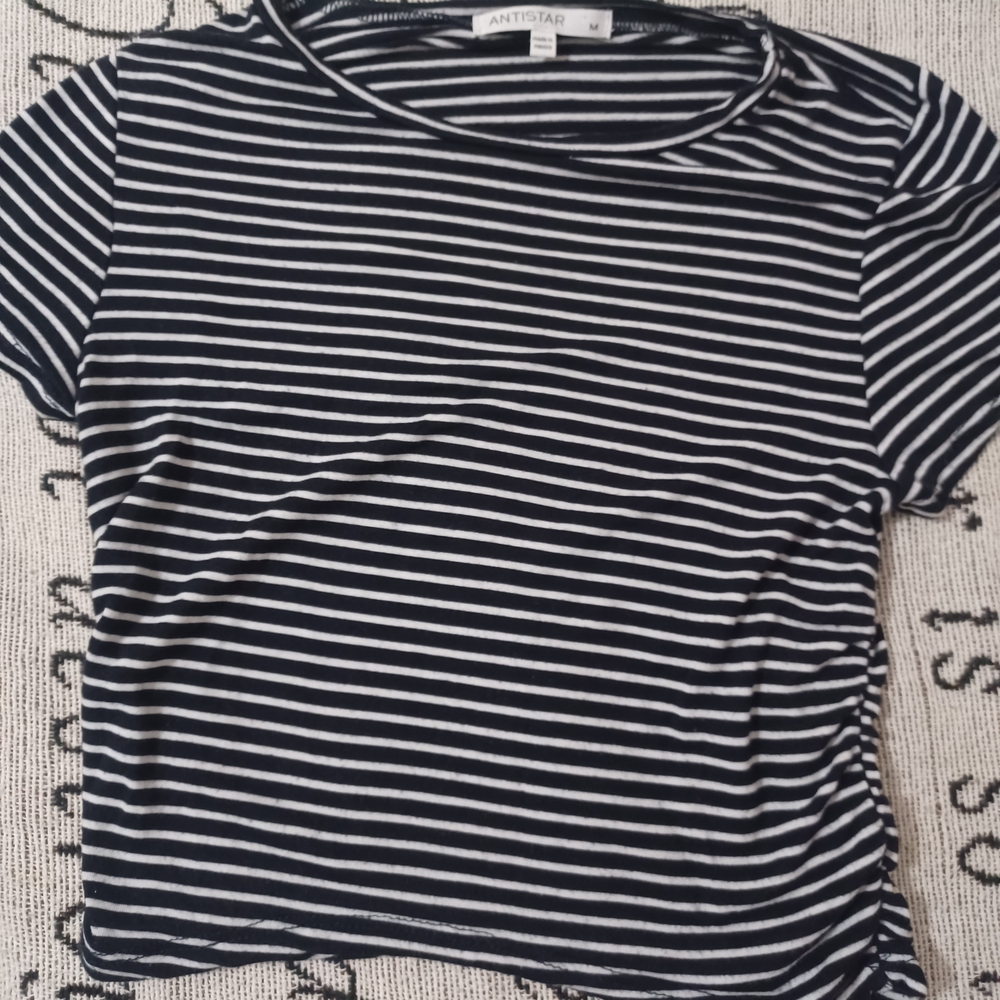 Black and White Striped Women's Top